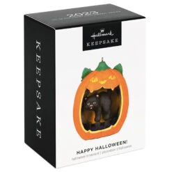 Hallmark Happy Halloween! Ornament -Home Improvement Store Black Cat Pumpkin Diorama Keepsake Ornament 1799QFO5311 04