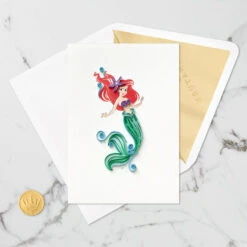 Hallmark Disney The Little Mermaid Ariel Happy Wish Quilled Paper Handmade Card -Home Improvement Store Disney The Little Mermaid Ariel Quilled Paper Card 1299LAD2858 05
