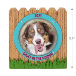 Hallmark Doggy In The Window 2023 Photo Frame Ornament -Home Improvement Store Doggy in Window Fence Picture Frame Keepsake Ornament 1599QGO2599 03