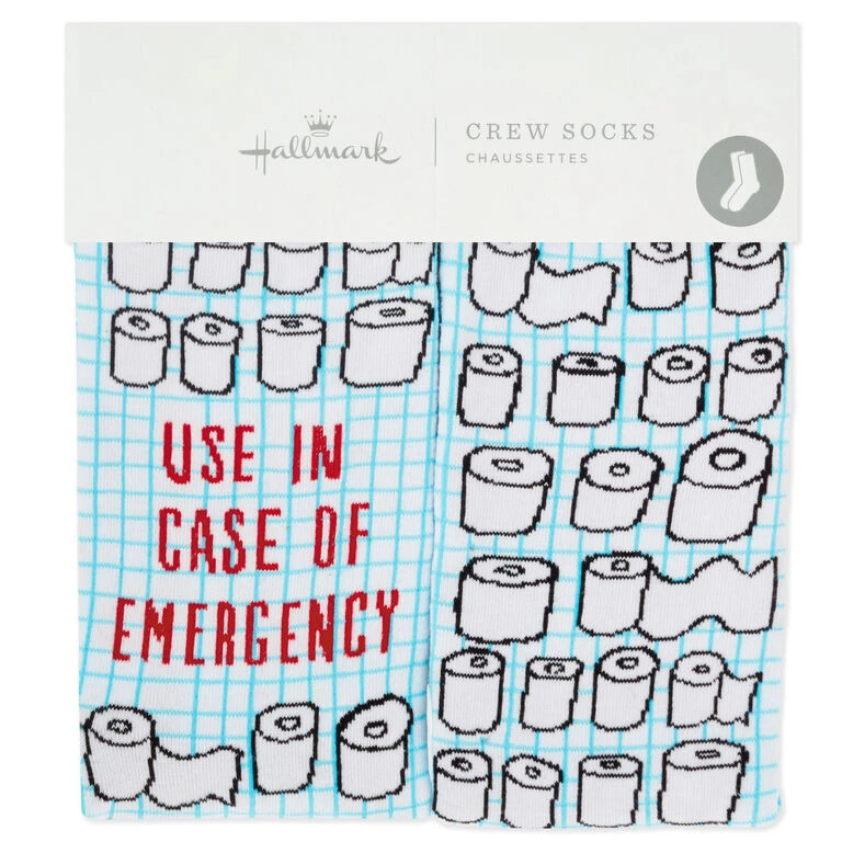 Hallmark Emergency Toilet Paper Funny Crew Socks 4 Hallmark Emergency Toilet Paper Funny Crew Socks - Image 2