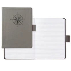 Hallmark Gray Etched Compass Faux Leather Notebook -Home Improvement Store Gray Etched Compass Faux Leather Notebook 1HWJ1851 02