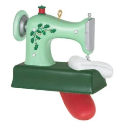 Hallmark Sew Very Merry! Ornament -Home Improvement Store Green Sewing Machine and Stocking Keepsake Ornament 1799QGO2927 06