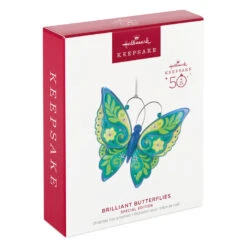 Hallmark Brilliant Butterflies Special Edition Ornament -Home Improvement Store Green and Blue Butterfly Keepsake Ornament 1999QGO2799 04