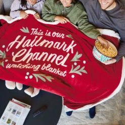 Hallmark Channel Red Oversized Blanket, 60x80 -Home Improvement Store Hallmark Channel FamilySized Blanket 1XKT3505 02