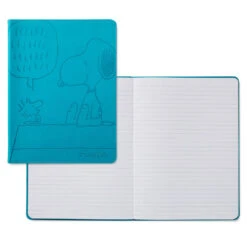 Hallmark Peanuts® Snoopy And Woodstock Faux Leather Notebook -Home Improvement Store Peanuts Snoopy and Woodstock Etched Blue Notebook 1HWJ7053 02