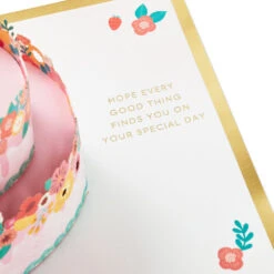 Hallmark Every Good Thing Floral Cake 3D Pop-Up Birthday Card -Home Improvement Store Pink Cake and Flowers 3D PopUp Birthday Card for Her 1299LAD2886 03