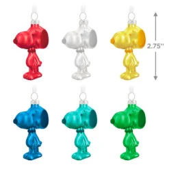 Hallmark The Peanuts® Gang Snoopy Glass Ornaments, Set Of 6 -Home Improvement Store Set of 6 Colored Glass Snoopy Keepsake Ornaments 2499QSB6329 03