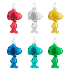 Hallmark The Peanuts® Gang Snoopy Glass Ornaments, Set Of 6 -Home Improvement Store Set of 6 Colored Glass Snoopy Keepsake Ornaments 2499QSB6329 06