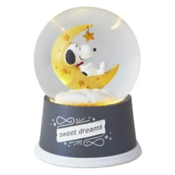 Hallmark Peanuts® Snoopy Sweet Dreams Snow Globe With Light -Home Improvement Store Sweet Dreams Snoopy on Yellow Moon Water Globe 1BBY4760 02