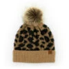 Britt’s Knits Tan Snow Leopard Women's Knit Pom Hat -Home Improvement Store Tan Snow Leopard Womens Knit Pom Hat BKSLHATTAN 01