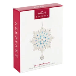 Hallmark Snowflake 2023 Porcelain Ornament -Home Improvement Store White Blue and Silver Snowflake Keepsake Ornament 1999QGO2957 04