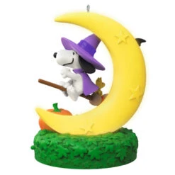 Hallmark The Peanuts® Gang Snoopy's Moonlit Mischief Musical Ornament With Light -Home Improvement Store Witch Snoopy on Broom Keepsake Ornament 2699QFO5319 06